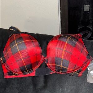 Frederick's of Hollywood Red and Black Plaid Bra